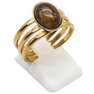 Anillo Acero Inox. Tridende OJO TIGRE
